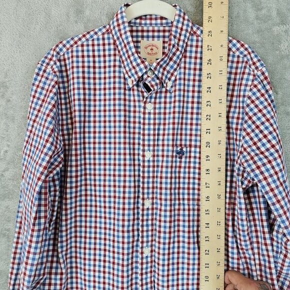 Brooks Brothers Red Fleece Shirt Mens Size M Red/Blue/White Plaid 100% Cotton - Picture 8 of 10